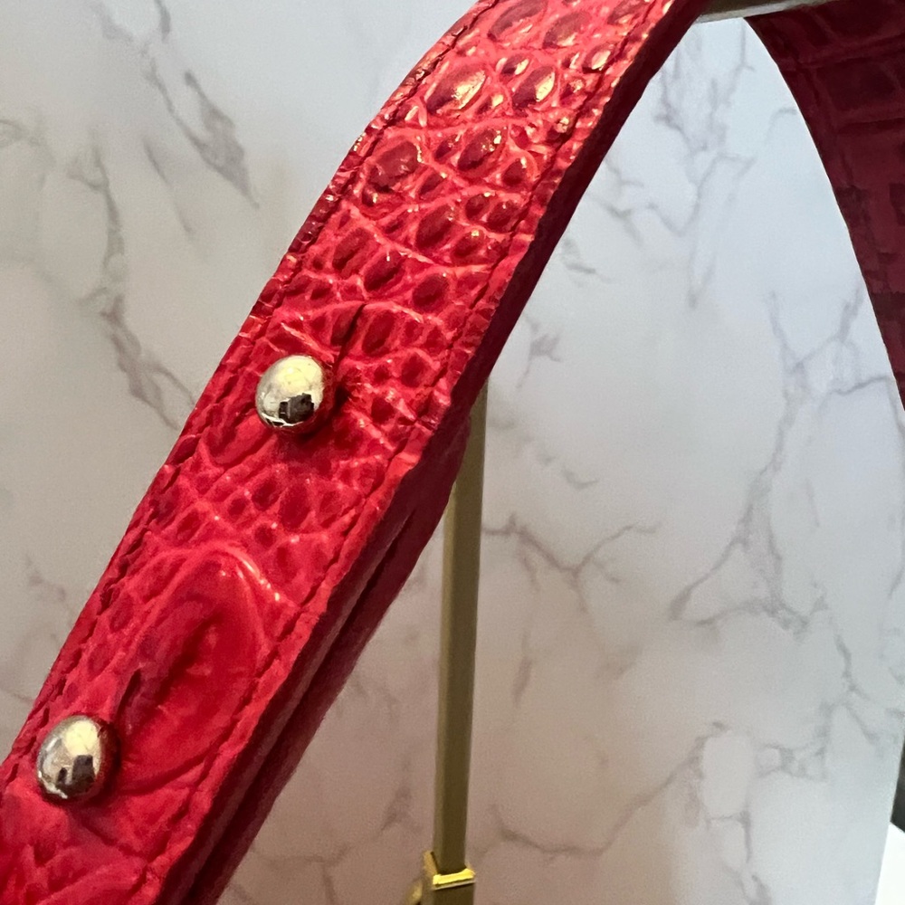 Brahmin Fuchsia Crocodile-Embossed Shoulder Bag|Good Condition - Picture 9 of 16